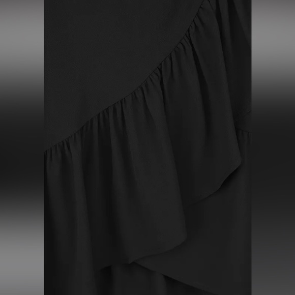 Lulus Mesmerizing Love Black Ruffled Faux Wrap Midi Skirt - Picture 6 of 7